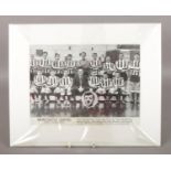 Football autographs. To include a double-sided autographed team photo of Newcastle United (1964-