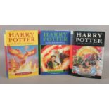 Three Harry Potter 1st editions. To include Half-Blood Prince with miss-print on page 99.This is the