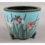 An early 20th century cloisonné planter with blue enamel.