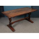 An oak refectory table with jointed construction. (72.5cm x 161cm x 78cm)