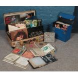 A Globetrotter suitcase and carry case containing Jazz, Rock and Pop vinyl records, including