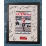 Sheffield United Interest. A framed and mounted football programme surrounded by team signatures