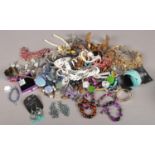 A quantity of costume jewellery. Beads, bangles, necklaces etc