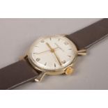 A gents 9ct gold Jaegre Le Coutre manual wristwatch. Running.