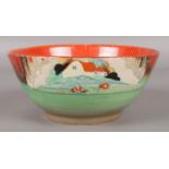 A Newport Pottery Clarice Cliff bowl in the Forest Glen design. Diameter 21cm, Height 9cm. Wear