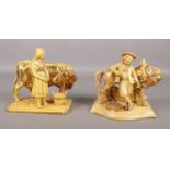 A pair of Eichwald Pottery Figures. To include a figure of a man reclining on a Horse with pipe rack