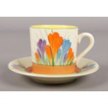 A Wilkinson Ltd Clarice Cliff coffee cup and saucer decorated in the Autumn Crocus design. Good