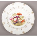 A Rockingham dessert plate with anthemion and gadroon moulding heightened in gilt and with a