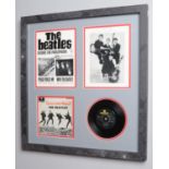 A good framed The Beatles autograph display. With full signed photograph by John Lennon, Paul