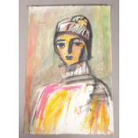 In the style of Carl Buchner, oil painting, study of a female. 56.5cm x 38cm.