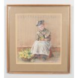 In the style of Sir James Guthrie, a late 19th century Scottish pastel, study of a seated flower