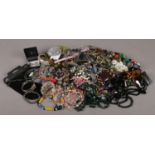 A collection of costume jewellery. Beads, bangles, necklaces etc