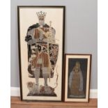 Two framed brass rubbings. The large example depicting Robert The Bruce, the smaller of Anne Boleyn.