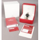 A stainless steel Omega Seamaster Professional automatic chronograph wristwatch. With box, booklet