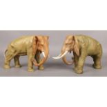 Two large Royal Dux elephants. Tallest 18.5cm.