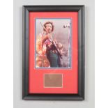 A framed Jimi Hendrix autograph display. 48cm x 29cm.