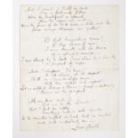 A hand written version of the poem Atalanta in Camden Town, signed Lewis Carroll.