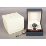 A gents stainless steel Longines HydroConquest automatic chronograph wristwatch. Boxed. Original