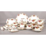 A quantity of Royal Albert Old Country Roses. Cups/saucers, milk jug, sugar bowl, plates, pin