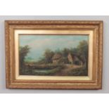 John Enoch Brookes British fl. 1864-1873, gilt framed oil on canvas. Rural landscape with farm