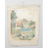 An unframed oil on canvas, Mediterranean scene with figures. Signed D Grant. 67cm x 52cm.