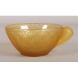 Rene Lalique, an Art Deco amber glass sorbet dish in the Jaffa pattern. Very good condition.