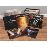 A box & carry case of LP vinyl records. Pink Floyd, Queen, Madness, AC/DC, ZZ top etc