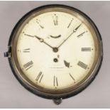 A 19th century wall clock, the painted enamel dial marked Made For Thomas McNaught, Greenock.