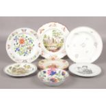 Seven pieces of early 19th century pottery. Includes Fell & Co commemorative pottery small plate