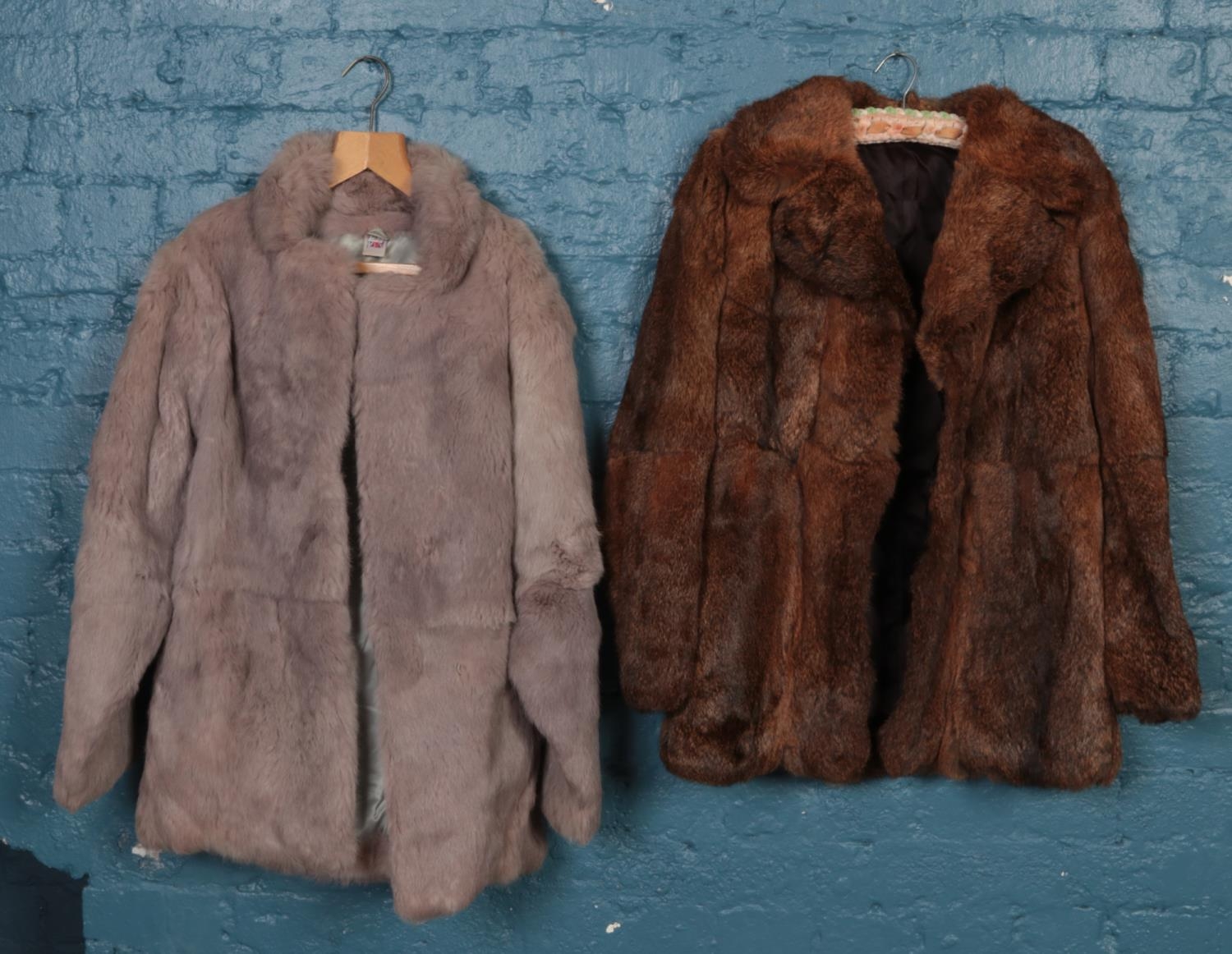 Two Ladies Jackets. To include a Rabbit fur jacket (size 14) & one other similar (size 12).