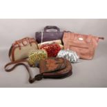 A selection of seven vintage handbags. To include a Yoshi Lichfield leather handbag, a tooled