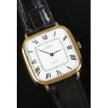 An Art Deco style Swiss Emperor 17 Jewels Incabloc wristwatch. With leather strap. Not working.