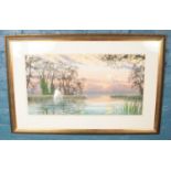 Douglas Haddow (20th Century) framed landscape watercolour. Titled: Norfolk Sunrise, signed by the