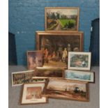 A quantity of paintings and pictures. Including oil on boards, L.S. Lowry print, etc.