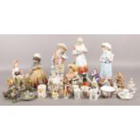 A collection of mainly ceramic figures, to include 20th century figure, Lladro and Goebel