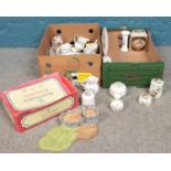 A box of assorted ceramic's. Royal Doulton Bunnykins The Robin Hood collection base (boxed), Royal