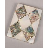 A Victorian mother of pearl & abalone card case. (10cm x 7cm)