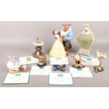 Eight boxed Beauty and the Beast Classics Walt Disney Collection figures mostly with certificates.