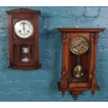 Two wall clocks. Including mahogany example with gilt dial, etc.