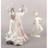 Two Lladro/Nao figurine's. Lladro ' Ole Flamenco' No 5601 & Nao girl with fan.