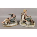 Two large Capodimonte figures. Tramp figure and a limited edition 29/200 figure of a seated man with