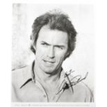 Clint Eastwood, an autographed monochrome photograph. 25cm x 20cm. No provenance.