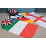 A collection of World Flags. German, Italian, El Salvador, Union Jack etc