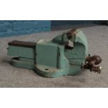 A large vintage 'Record' no 24 bench vice. H:25cm W:60cm.