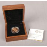 A Royal Mint proof full Sovereign, 2008. No 2755 /12,500. Total weight 7.98g. Boxed and comes with