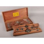 A vintage Lehmann Archer & Lane Ltd Tap and Die Set. Contains two trays of attachments. L: 43cm, W: