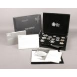 A Royal Mint Limited Edition Silver Proof Coin Set from 2015. Comprising of thirteen silver coins