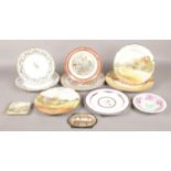 A quantity of named ceramic plates, to include early Coalport and Derby examples and Bretby