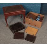 A quantity of empty cutlery cases. Including leather inset top example with cabriole legs.