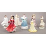 Seven assorted figurines. Royal Doulton 'Patricia' HN 3365, Royal Worcester 'Friendship',